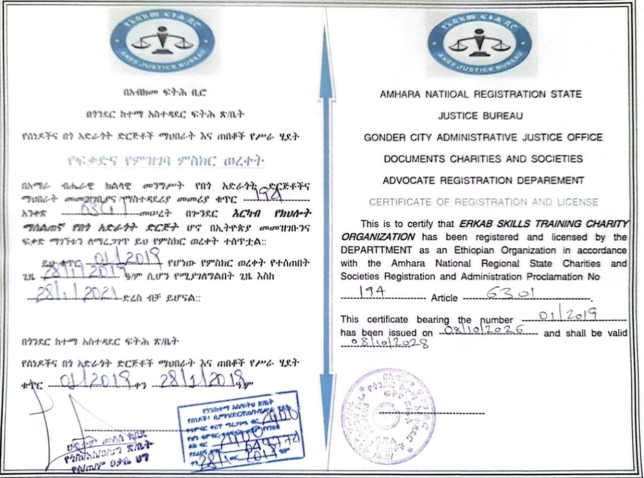 Official institutional recognition certificate preview for Erkab Edtech
